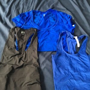 LOT 3 ZELLA VIMMIA Blue Black Athletic Workout Training Tops Shirts